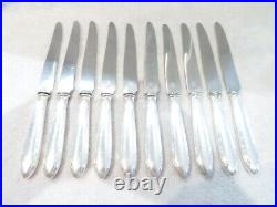 10 couteaux de table métal argenté Argental art deco 25,2cm
