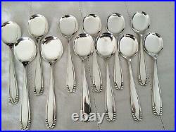 12 ANCIENNES CUILLÈRES A GLACE ERCUIS ART DÉCO MÉTAL ARGENTÉ ice cream spoons