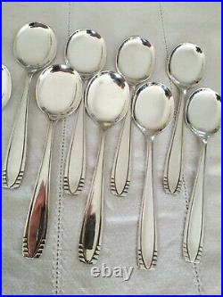 12 ANCIENNES CUILLÈRES A GLACE ERCUIS ART DÉCO MÉTAL ARGENTÉ ice cream spoons