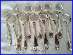 12 ANCIENNES CUILLÈRES A GLACE ERCUIS ART DÉCO MÉTAL ARGENTÉ ice cream spoons