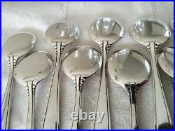 12 ANCIENNES CUILLÈRES A GLACE ERCUIS ART DÉCO MÉTAL ARGENTÉ ice cream spoons