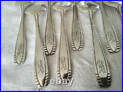 12 ANCIENNES CUILLÈRES A GLACE ERCUIS ART DÉCO MÉTAL ARGENTÉ ice cream spoons