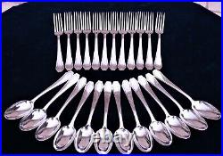 12 Couverts (12 fourchettes+ 12cuillères) métal argenté SAGLIER FRERES Art déco