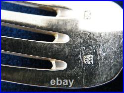 12 Couverts (12 fourchettes+ 12cuillères) métal argenté SAGLIER FRERES Art déco