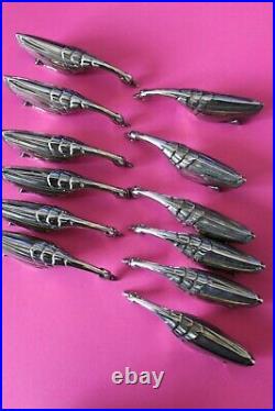 12 Porte-couteaux Metal Argente Cygne Art Deco No Christofle Gallia