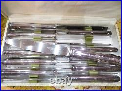 12 anciens grands couteaux viande metal argenté tb etat epXXe lame inox art deco