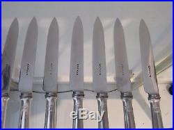 12 couteaux à dessert metal argente art deco Ercuis 18,5cm (dessert knives)