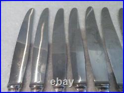 12 couteaux de table métal argenté Christofle Lotti taches lames dinner knives