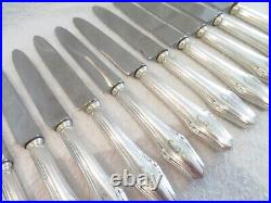 12 couteaux de table métal argenté Ravinet st art deco dinner knives