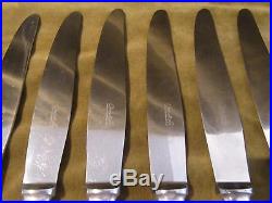 12 couteaux de table métal argenté christofle Printania art deco dinner knives