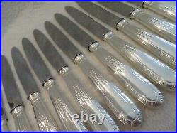 12 couteaux de table metal argente (dinner knives) LG art deco v69
