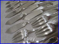 12 couverts à poisson métal argenté art deco Perrin 24p fish cutlery set