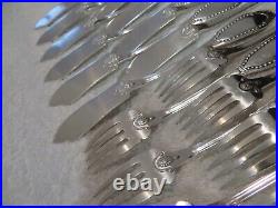 12 couverts à poisson métal argenté st art deco perles orfèvre S Saglier 24p