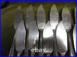 12 couverts poisson métal argenté art deco boreal FRIONNET fish forks, knives