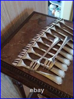 12 fourchettes à Huîtres Christofle America Style Art Deco Métal Argenté