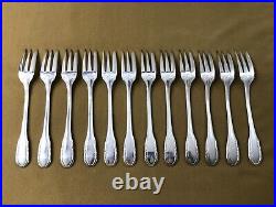 12 fourchettes à gâteaux SFAM modèle RUBANS ART DECO métal argenté Couvert 16 cm