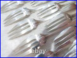 12 fourchettes à gateaux métal argenté Boulenger Betty art deco pastry cake fork