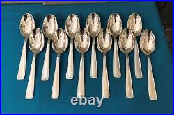12 fourchettes et 12 cuillères à entremet ART DECO métal argenté Couverts 17,5cm