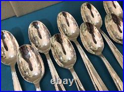 12 fourchettes et 12 cuillères à entremet ART DECO métal argenté Couverts 17,5cm