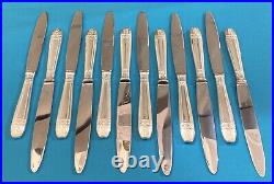 12 grands couteaux ART DÉCO modèle GRAND PRIX DE MONACO métal argenté table TBE