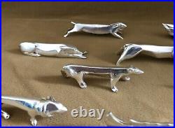 12 porte couteaux GALLIA / CHRISTOFLE par SANDOZ métal argenté ART DECO animaux