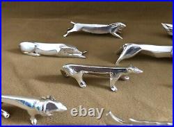 12 porte couteaux GALLIA / CHRISTOFLE par SANDOZ métal argenté ART DECO animaux