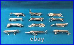 12 portes couteaux animalier GALLIA par SANDOZ métal argenté ART DECO christofle