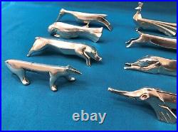 12 portes couteaux animalier GALLIA par SANDOZ métal argenté ART DECO christofle