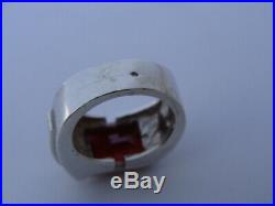 16grS SUBLIME BAGUE TANK ANCIENNE ART DECO 1940 ARGENT RUBIS RING SILVER TDD 56