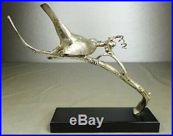 1920/1930 Av Becquerel Statue Sculpture Art Deco Bronze Argente Oiseau Animalier