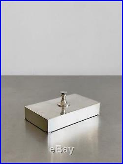 1970 Christian Dior Boite Art-deco Moderniste Cubiste Metal Argente Shabby-chic