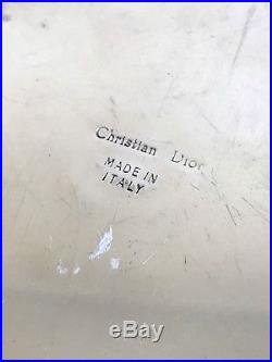 1970 Christian Dior Boite Art-deco Moderniste Cubiste Metal Argente Shabby-chic