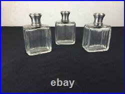 # 3 Flacons de parfum art déco cristal et argent massif minerve Baccarat