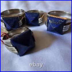 4 Bague Art Déco Argent Et Lapis-lazuli