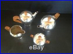 4 pièces Officina ALESSI EPSS 1945 Métal Argenté Poirier Silver Plated Bombe tea