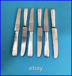 6 couteaux à entremets ERCUIS ART DÉCO métal argenté couvert table 20cm