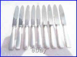 9 couteaux de table métal argenté Ercuis Chaumont art deco dinner knives 24,8cm
