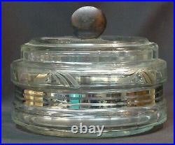 AA 1930 rare service à biscuits cristal plateau métal argenté 10 verres art déco