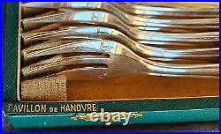ALFENIDE / CHRISTOFLE Coffret 12 fourchettes gâteau métal argenté style art déco