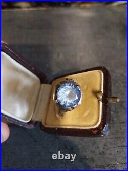 ANCIENNE BAGUE ART DECO ARGENT MASSIF AIGUE-MARINE Saphir Bleu BIJOU VINTAGE