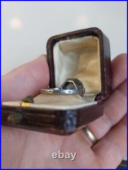 ANCIENNE BAGUE ART DECO ARGENT MASSIF AIGUE-MARINE Saphir Bleu BIJOU VINTAGE