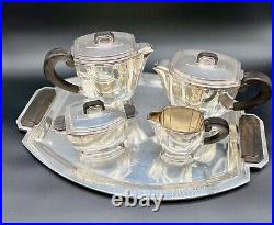 ART DECO Ravinet d'Enfert Service à thé et café en métal argenté