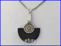 Ancien Collier Art Déco Argent Massif Onyx Marcassites