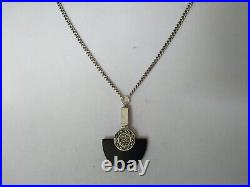 Ancien Collier Art Déco Argent Massif Onyx Marcassites