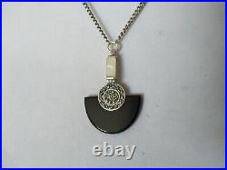 Ancien Collier Art Déco Argent Massif Onyx Marcassites