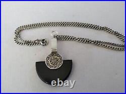 Ancien Collier Art Déco Argent Massif Onyx Marcassites