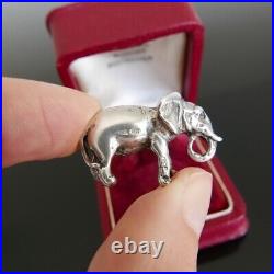 Ancien Pendentif Art Déco Eléphant Miniature Argent Massif 800 Breloque Charm