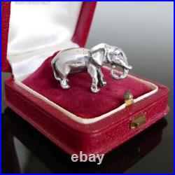 Ancien Pendentif Art Déco Eléphant Miniature Argent Massif 800 Breloque Charm