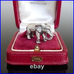 Ancien Pendentif Art Déco Eléphant Miniature Argent Massif 800 Breloque Charm