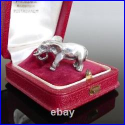 Ancien Pendentif Art Déco Eléphant Miniature Argent Massif 800 Breloque Charm